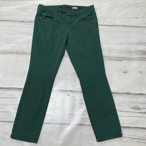 Level 99 Jeans Green Denim Lily Skinny Straight Stretchy 28P 28 Petite - Picture 6 of 11